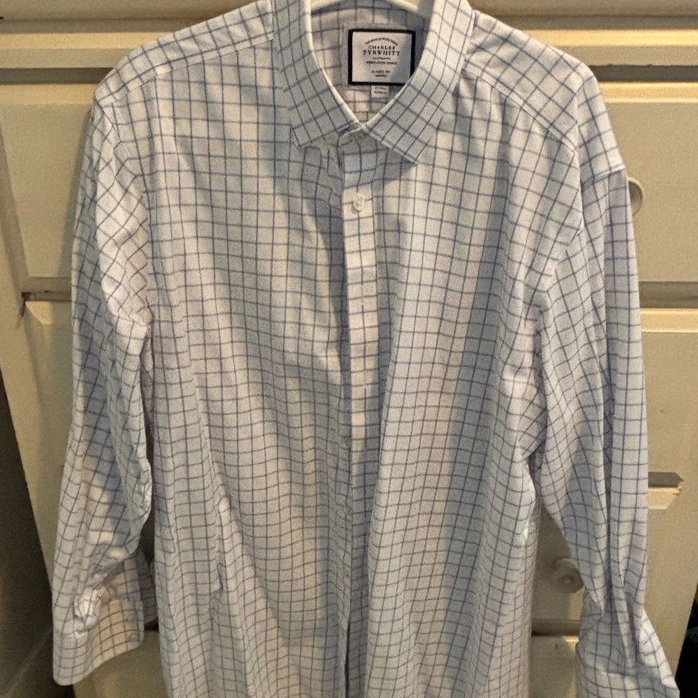 Charles Tyrwhitt White and Blue Grid Men's Shirt